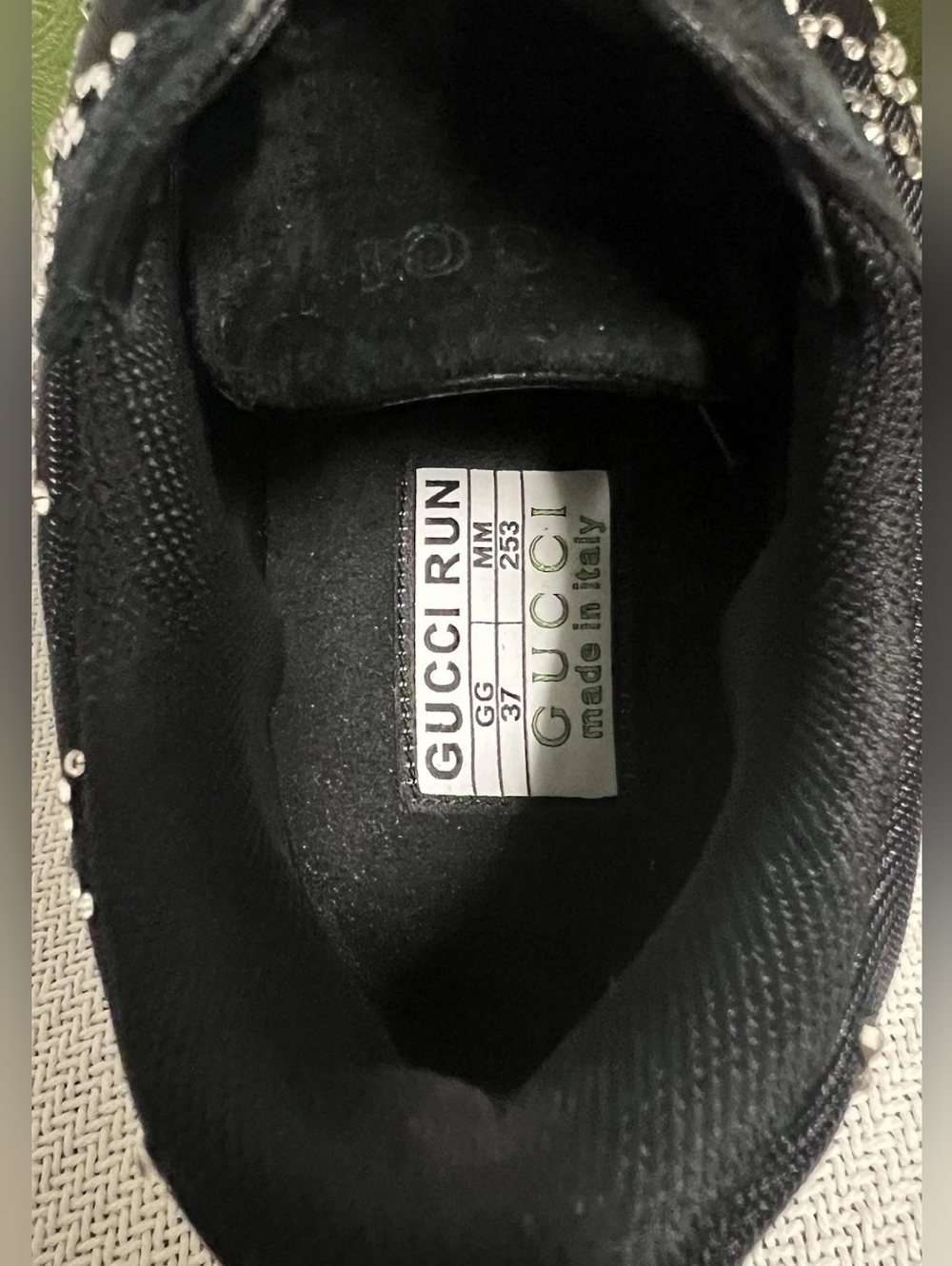 Gucci Black GG Crystal Embellished Run Sneakers - Picture 9 of 10
